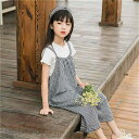 子供服 セットアップ キッズ 女の子 2点セット 半袖 シャツ+サロペット カジュアル パンツセット 春夏着 上下セット オールインワン 可愛い おしゃれ 小学...