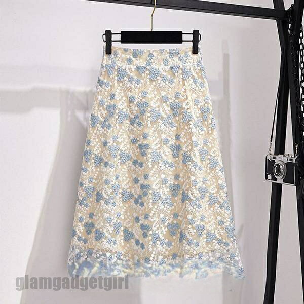 レディースAライン レーススカート レース ボトムス 刺繍 ミモレ丈 フレアスカート ひざ丈 春夏 大人 おしゃれ オフィス Aライン 大きいサイズ プレゼント...