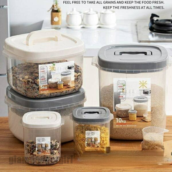 密閉米びつ 計量カップ付 シンク下 冷蔵庫 ライスストッカー シンプル 収納 保存 密閉容器 キッチン 保存容器 1.2kg 5kg 10kg プレゼント ギフト 新生活
