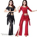 ベリーダンス衣装 レッスン着 演出服 タンス トップス スカート 2点セット 3点セット ブルー ピンク サファイア レッド ブラック 2ways ダンス衣装 ...