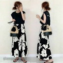 新生活 セットアップ レディース 夏 40代 ロング丈 半袖 Tシャツワンピース 上下セット 韓国風 セットアップ ワンピース お洒落 通勤 30代 40代 大...