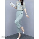 新生活 セットアップ レディース 夏 おしゃれ 2点セット 半袖 シフォン 大きいサイズ フォーマル 花柄 パンツスーツ 結婚式 二次会 オフィス 通勤 着痩せ...