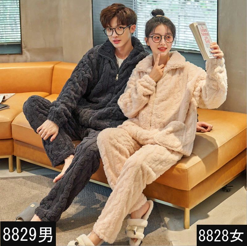 ペア パジャマ レディース メンズ ルームウェア 冬 厚手 もこもこ 裏起毛 ペアパジャマ モコモコ 長袖 ..