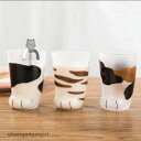 新生活 ガラス タンブラー 約300 猫あし コーヒーカップ 可愛い 子猫トラ 紅茶 子猫ミケ ミルク 肉球カップ かわいい食器 ギフト 猫足グラス
