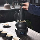 新生活 急須 冷酒器 燗瓶 熱燗器 フラスコ キット焼酎 伝統 冷たい ブラック 焼酎じょか揃 熱酒器 酒器セット 酒カップ 熱い酒のための日本の禅スタイルの陶...