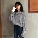 ストライプシャツ レディース 長袖 カラーシャツ ブラック ブルー ブラウス OL カジュアル ストライプ シャツ トップス オフィス 通勤 きれいめ プレゼン...
