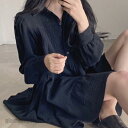 送料無料 ブラウス レディース トップス ロングシャツ チュニックシャツ 長袖 シャツ ティアード ギャザー ふんわり チュニック ワンピース ロング プレゼン...