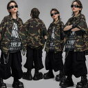 迷彩柄 シャツ キッズ ダンス衣装 半袖 黒 スリーブレグパンツ カジュアル カーキグリーン クール系 ヒップホップ ダンス衣装 舞台演出服 子供 ダンスウェア パンツセット 女の子 男の子 お揃い ステージ衣装 HIPHOP 舞台服 個性派 K-POP 演出服 練習着 オシャレ 110-180cm