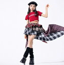チェック柄 レッド へそ出し キッズ ダンス衣装 ヒップホップ 子供服 セットアップ チアガール ダンスウェア 女の子 ガールズ衣装 夏 HIPHOP 半袖 トップス スカート Tシャツ ストリート かっこいい 韓国 発表会 団体服 演出 文化祭 イベント 練習着 通学 普段着 110-180cm