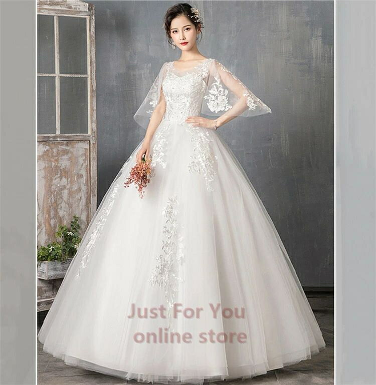 ウェディングドレス 袖あり 二次会ドレス wedding dress 格安 ウエディングドレス 大きいサイズ プリンセスライン 結婚式 二次会 花嫁 ドレス ブ...