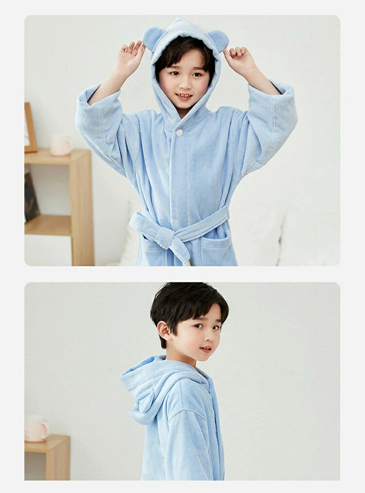 キッズ バスローブ パジャマ フード付き 100%綿 タオル地 ナイトローブ 子供 女の子 男の子 男女兼用 可愛い 帽付 防寒 秋冬 寝巻き 部屋着 ルームウ...