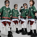 緑 ベースボール tシャツ ストリート キッズ ダンス衣装 半袖 白ハーフパンツ 子供ダンス ヒップホップ ダメージセットアップ 男の子 女の子 赤チェックヒップカバー 原宿系 発表会 演出服 ダンスウェア k-pop hiphop 練習服 かっこいいおしゃれ