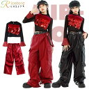 キッズダンス 衣装 女の子 スパンコール セットアップ インナー タンクトップ k-pop 赤 黒 ステージ衣装 キラキラ ヒップホップ アイドル かこいい 派...