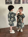 キッズ服 男の子 セットアップ 女の子 ワンピース イエロー 花柄 夏 スーツ 姉弟 兄妹 赤ちゃん こども 子供 ベビー セットアップ ズボン シャツ リンクコーデ 双子 兄弟 姉妹 カントリースタイル 涼しい ベビー服 子ども お揃い 撮影 記念日