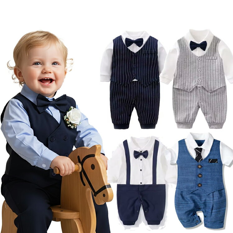 Short Sleeves - スーツ フォーマル ロンパース 赤ちゃん 男の子 ベビー 70cm 80cm 90cm 長袖 赤ちゃん スーツ ロンパース 男の子 ハーフバースデー 衣装 男の子 バースデー 1歳 衣装 誕生日 節句 半袖 セレモニードレス 男の子 退院着 半袖 新生児