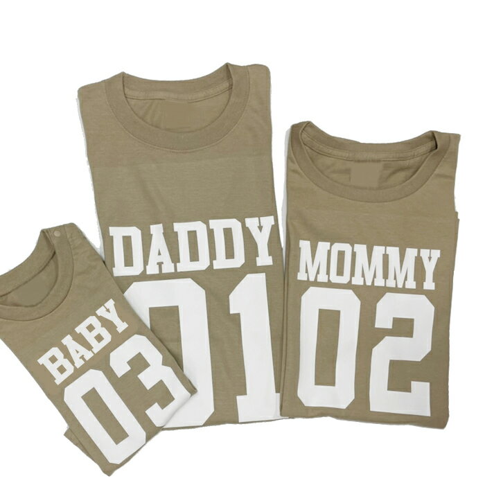 楽天GLAMWORX【親子ペア】ファミリーフォトTシャツ（NO）[S-XXXL] 親子ペアルック 赤ちゃん 家族写真 衣装 マタニティフォト Tシャツ シンプル 手書きロゴ 筆記体 くすみカラー ニューボーンフォト お洒落 マタニティ Tシャツ ファミリーフォト 還暦 Tシャツ DADDY MOMMY