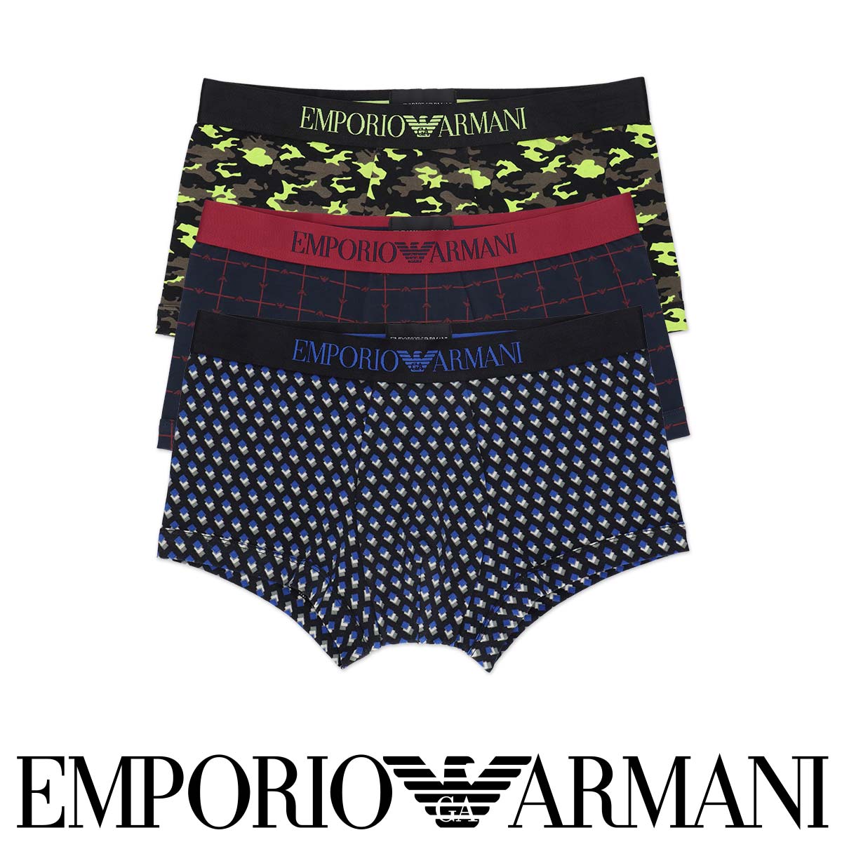 エンポリオ・アルマーニ セール！31％OFF EMPORIO ARMANI エンポリオ アルマーニ CLASSIC PATTERN MIX ボクサーパンツ ブランド コットン 綿 前閉じ EUサイズ 男性 メンズ プレゼント 無料ラッピング 贈答 アンダーウェア ギフト 54075049 公式ショップ 正規ライセンス商品