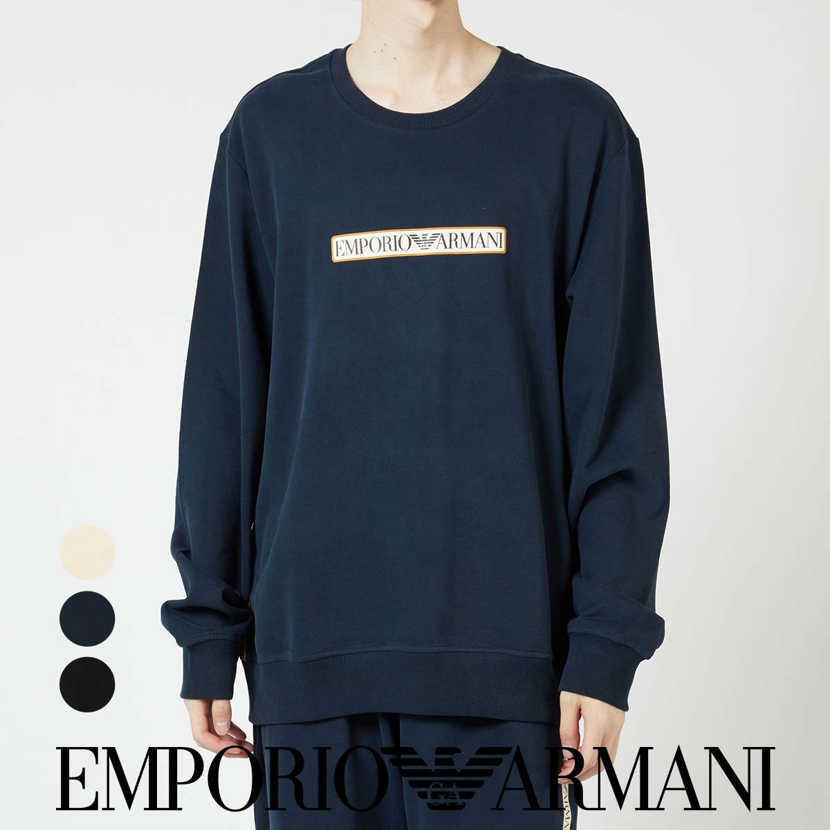 セール！30％OFF EMPORIO ARMANI BRUSHED TERRY PO CREWNECK コットン100% クルーネック 長袖 プルオーバー スウェットシャツ メンズ 男性 トレーナー メンズ EUサイズ プレゼント 無料ラッピング ギフト 54085735 公式ショップ 正規ライセンス商品