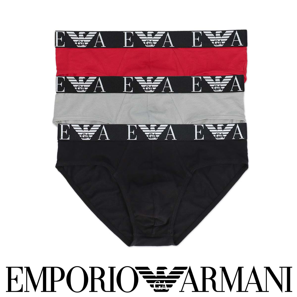 セール！40％OFF 送料無料 【3枚セット】EMPORIO ARMANI エンポリオ アルマーニ BOLD MONOGRAM 3 PACK BRIEF 3Pパック コットン ブリーフパンツ メンズ 男性 下着 EUサイズ プレゼント 無料ラッピング ギフト 54087154 公式ショップ 正規ライセンス商品