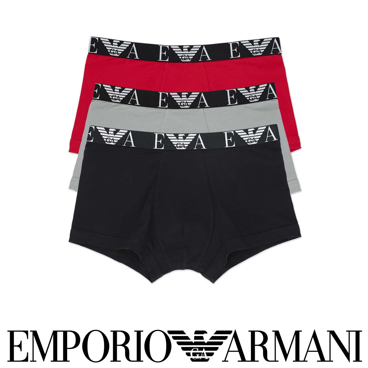 セール！40％OFF 送料無料 【3枚セット】EMPORIO ARMANI エンポリオ アルマーニ BOLD MONOGRAM 3 PACK TRUNK 3Pパック コットン ボクサーパンツ メンズ 男性 下着 EUサイズ プレゼント 無料ラッピング ギフト 54087157 公式ショップ 正規ライセンス商品