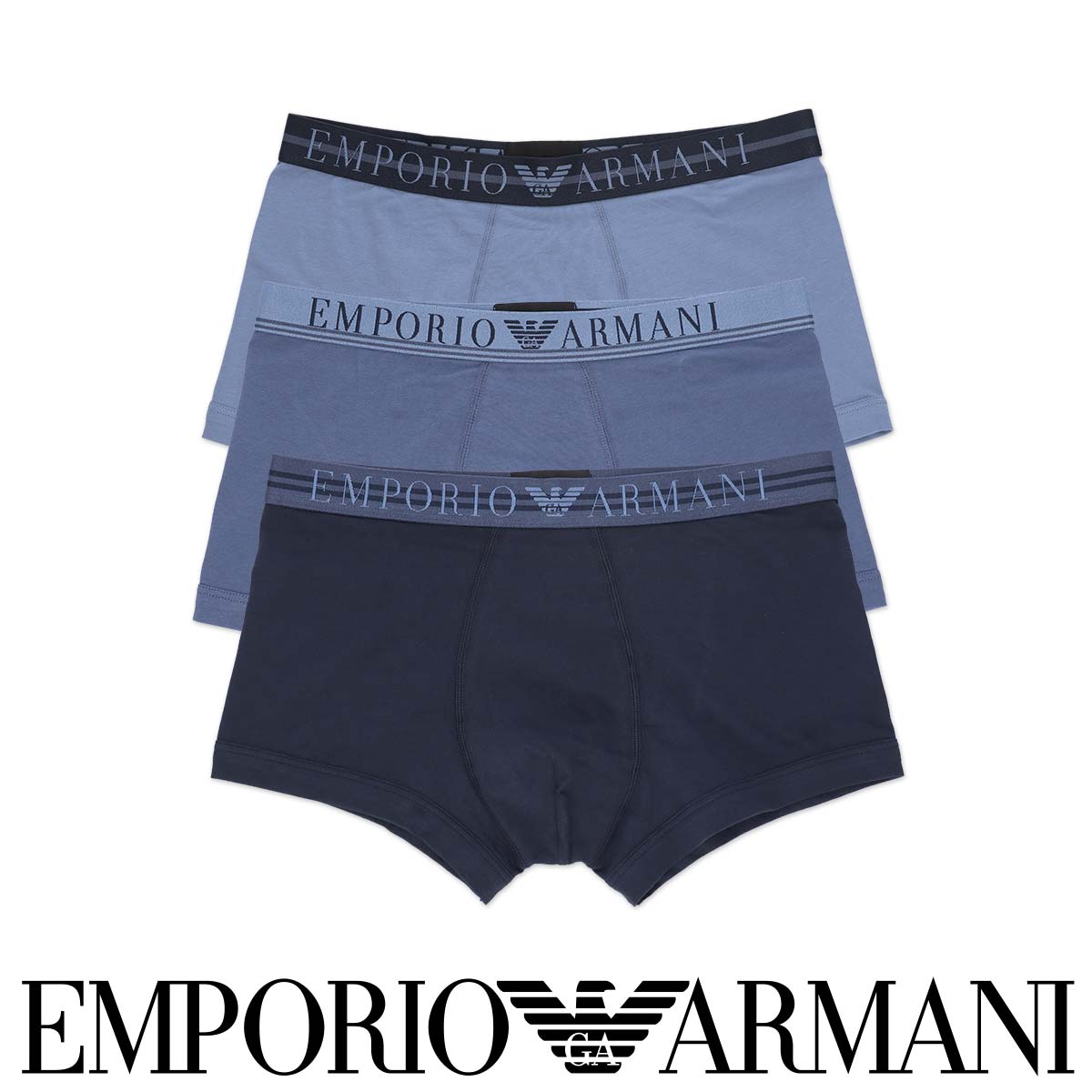 エンポリオ・アルマーニ セール！40％OFF 【3枚セット】EMPORIO ARMANI エンポリオ アルマーニ MIXED WAISTBAND 3 PACK TRUNK 3Pパック コットン ボクサーパンツ メンズ 男性 下着 EUサイズ プレゼント 無料ラッピング ギフト 54087237 公式ショップ 正規ライセンス商品