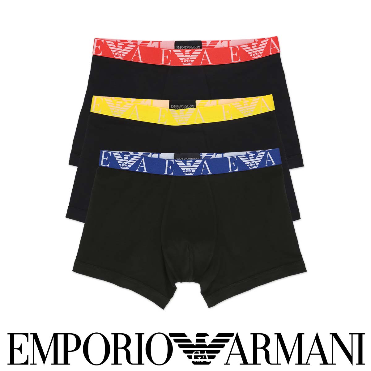 エンポリオ・アルマーニ セール！40％OFF セール！【3枚セット】EMPORIO ARMANI ボールドモノグラム 前閉じ EUサイズ ボクサーパンツ ボクサー ローライズ 下着 男性 メンズ 紳士 男性下着 メンズ下着 アンダーウェア プレゼント ギフト 公式ショップ 正規ライセンス商品 54037153