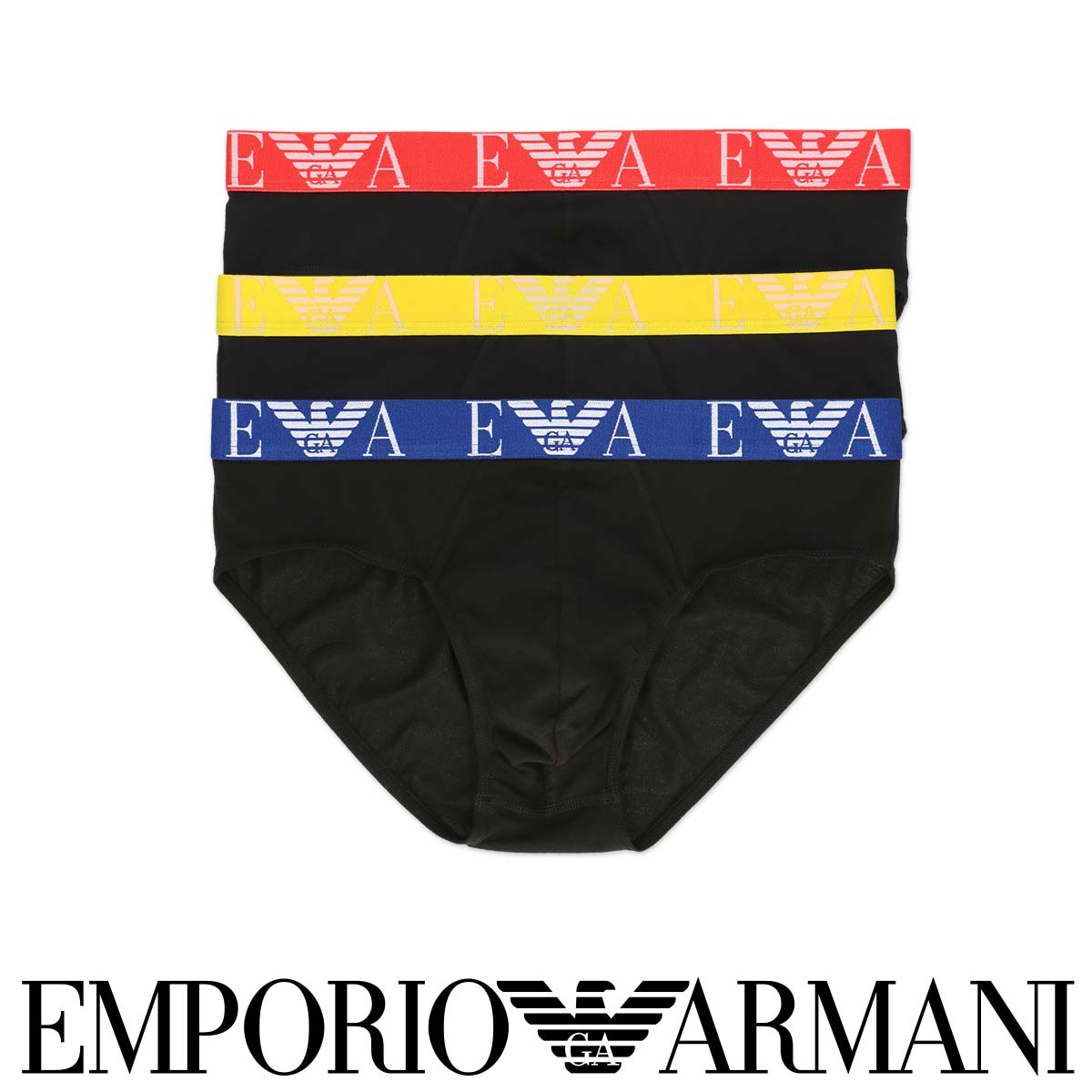 エンポリオ・アルマーニ セール！40％OFF 【3枚セット】EMPORIO ARMANI ボールドモノグラム ブリーフ パンツ 前閉じ EUサイズ 下着 男性 メンズ 紳士 男性下着 メンズ下着 アンダーウェア 人気 かっこいい プレゼント 贈答 ギフト 公式ショップ 正規ライセンス商品 54037154