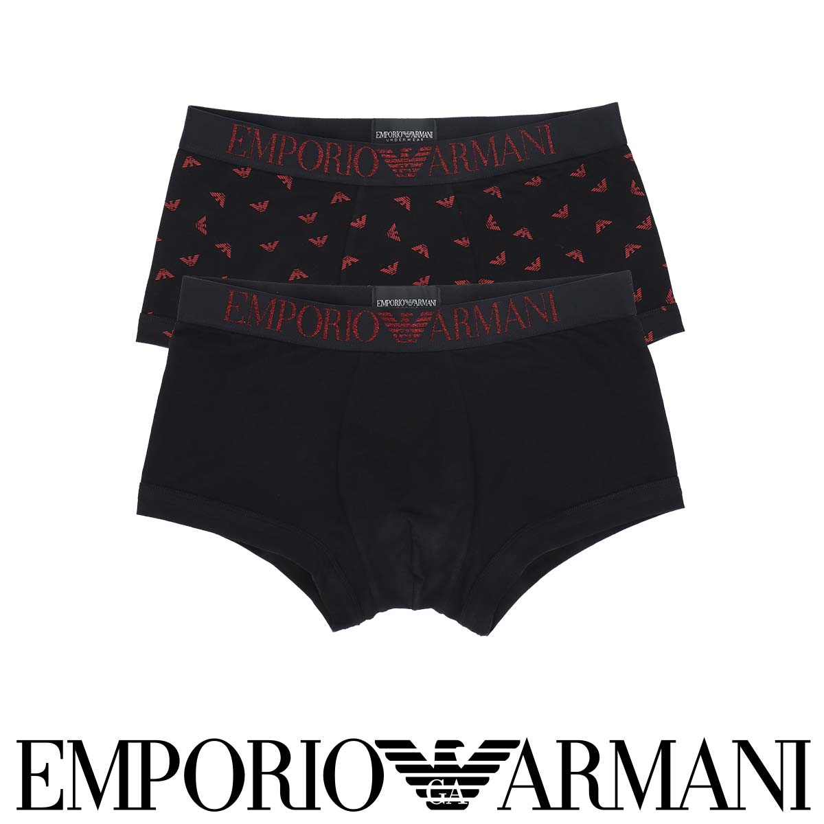 エンポリオ・アルマーニ セール！30％OFF 【2枚セット】EMPORIO ARMANI エンポリオ アルマーニ スパークルロゴバンド 前閉じ EUサイズ ボクサーパンツ ボクサー ローライズ 下着 男性 メンズ 紳士 男性下着 メンズ下着 アンダーウェア プレゼント ギフト 公式ショップ 正規ライセンス商品 54075940