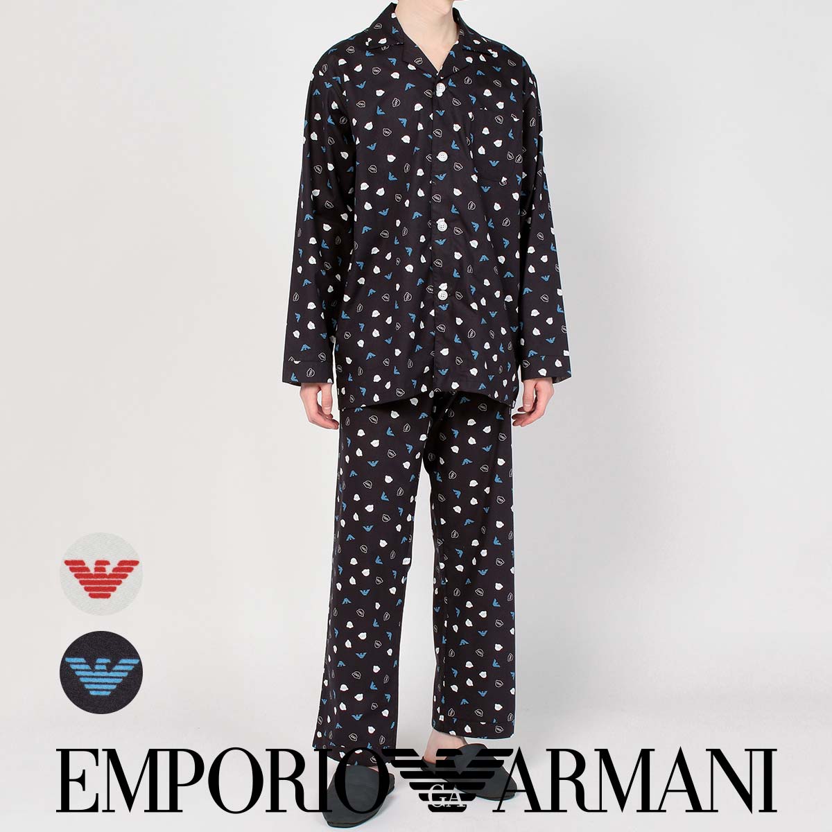 エンポリオアルマーニ ルームウェア メンズ セール！30％OFF EMPORIO ARMANI エンポリオ アルマーニ MANGABEAR マンガベア ウーブン パジャマ 部屋着 上下セット 綿100% 日本サイズ 男性 メンズ プレゼント ギフト 54232001 公式ショップ 正規ライセンス商品