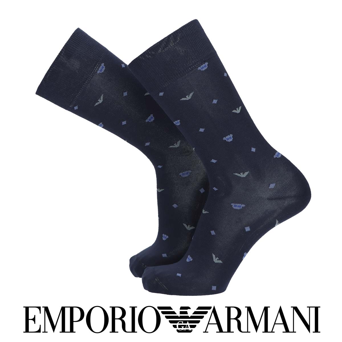 セール！30％OFF EMPORIO ARMANI エンポリオ アルマーニ ベア&イーグル レジメンタルドット柄 クルー丈 ビジネス ソックス メンズ 靴下 男性 紳士 プレゼント ギフト 02312535