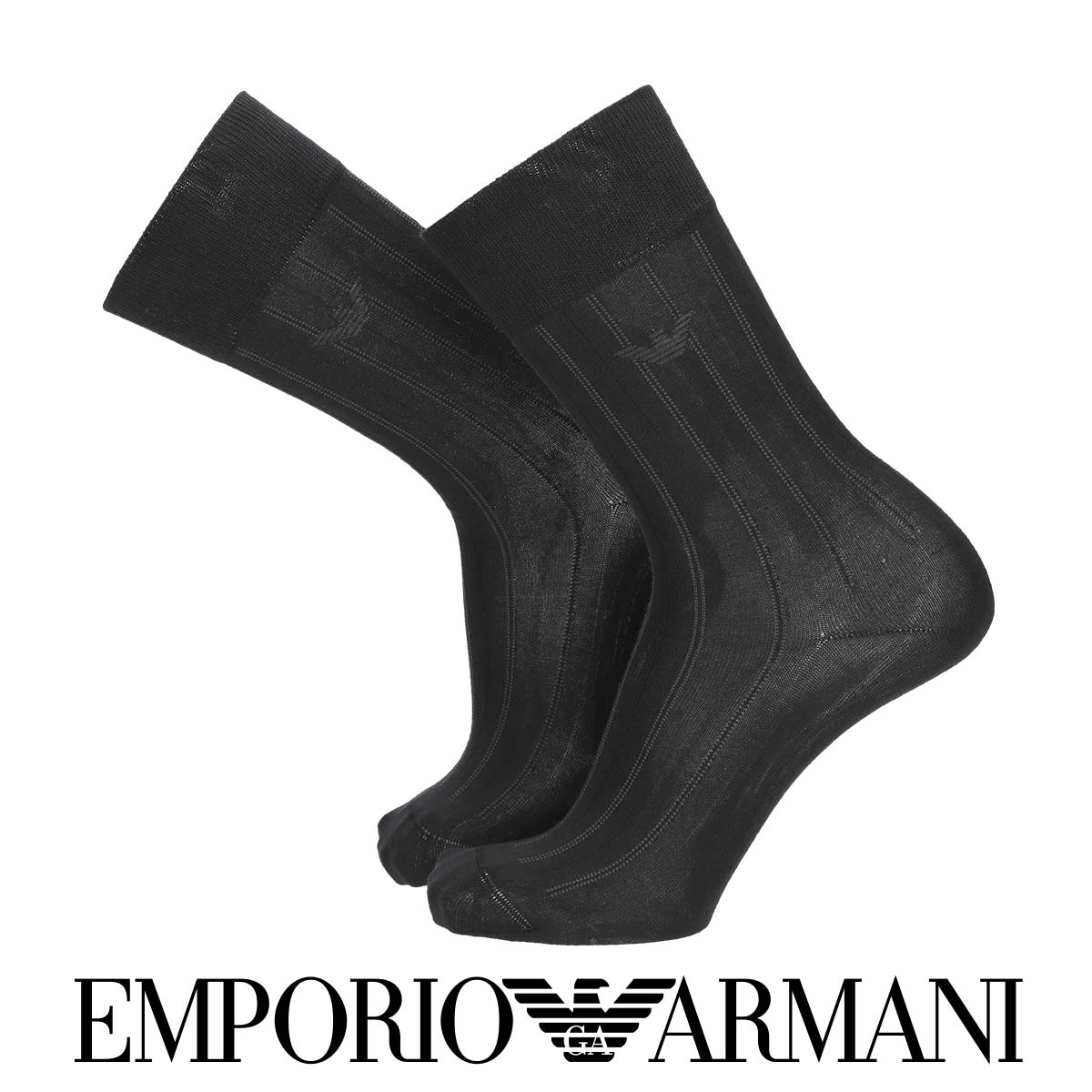 エンポリオ アルマーニ 靴下 メンズ EMPORIO ARMANI エンポリオ アルマーニ ストライプ イーグルカット柄 クルー丈 ビジネス ソックス メンズ 靴下 男性 紳士 プレゼント ギフト 02312538