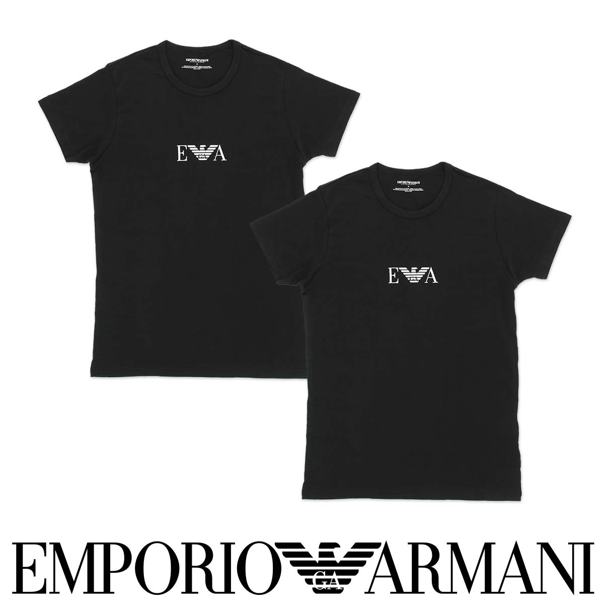 セール！40％OFF セール！【2枚セット】EMPORIO ARMANI エンポリオ アルマーニ STRETCH COTTON ストレッチコットン クルーネック 半袖 Tシャツ アンダーシャツ EUサイズ メンズ 紳士 男性 下着 アンダーウェア プレゼント ギフト 公式ショップ 正規ライセンス商品 54007157