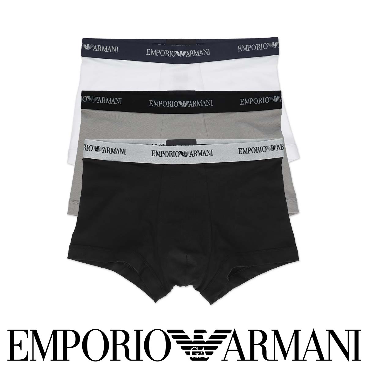 エンポリオ・アルマーニ セール！30％OFF 【3枚セット】EMPORIO ARMANI エンポリオ アルマーニ ストレッチコットン 3 PACK TRUNK 3Pパック コットン ボクサーパンツ メンズ 男性 下着 EUサイズ プレゼント 無料ラッピング ギフト 54007178 公式ショップ 正規ライセンス商品