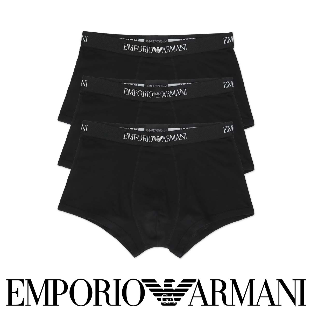 エンポリオ・アルマーニ セール！30％OFF 【3枚セット】EMPORIO ARMANI エンポリオ アルマーニ PURE COTTON ピュアコットン 3 PACK TRUNK 3Pパック コットン ボクサーパンツ メンズ 男性 下着 EUサイズ プレゼント 無料ラッピング ギフト 54007220 公式ショップ 正規ライセンス商品