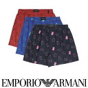 EMPORIO ARMANI エンポリオ アルマーニ FLYING BEAR マンガベア コットン ウーブン トランクス 【M/L】 前開き 日本サイズ メンズ...
