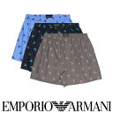 EMPORIO ARMANI エンポリオ アルマーニ FLYING EAGLE イーグル総柄 コットン ウーブン トランクス 【LL】 前開き 日本サイズ メン...