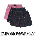 EMPORIO ARMANI エンポリオ アルマーニ HEART&BEAR マンガベア コットン ウーブン トランクス 【LL】 前開き 日本サイズ メンズ 男...