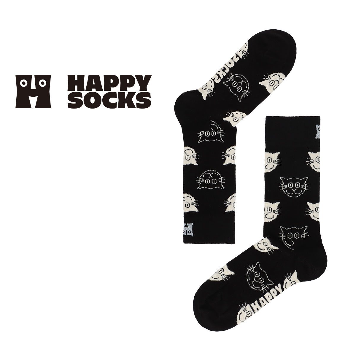 ハッピーソックス 靴下 レディース Happy Socks ハッピーソックス Cat （ キャット ）23-25.5cm クルー丈 ソックス JAPAN EDITION 靴下 ユニセックス メンズ ＆ レディース プレゼント 無料ラッピング ギフト 11233139