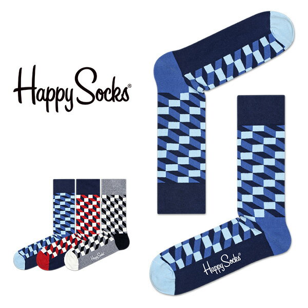 ハッピーソックス 靴下（メンズ） セール！43%OFF Happy Socks ハッピーソックス FILLED OPTIC （ フィルド オプティック ） クルー丈 ソックス 靴下 紳士 メンズ ＆ レディース 男性 メンズ プレゼント 無料ラッピング 贈答 ギフト 10201003