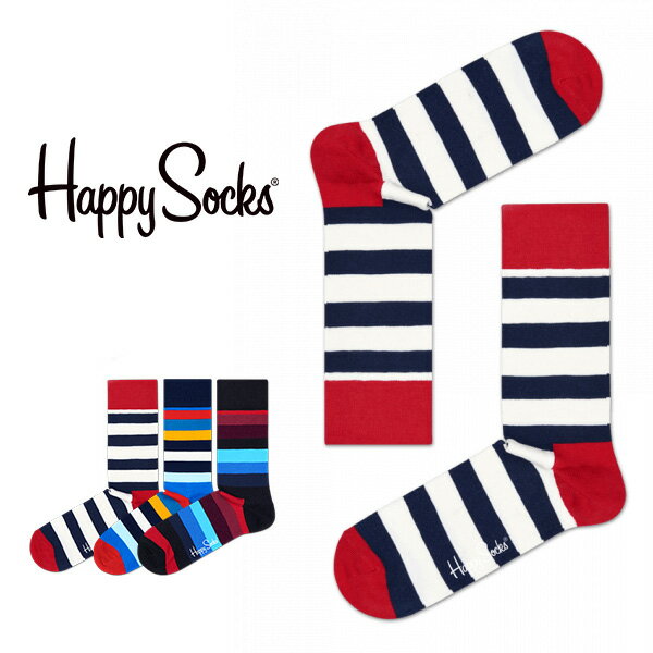 セール！43%OFF Happy Socks ハッピーソックス STRIPE （ ストライプ ） クルー丈 ソックス 靴下 紳士 メンズ ＆ レディース 男性 メンズ プレゼント 無料ラッピング 贈答 ギフト 10201004