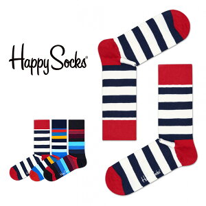 Happy Socks ハッピーソックス STRIPE （ ストライプ ） クルー丈 ソックス 靴下 紳士 メンズ ＆ レディース 男性 メンズ プレゼント 無料ラッピング 贈答 ギフト 10201004