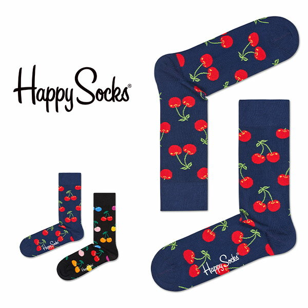 Happy Socks ハッピーソックス CHERRY （ チェリー ） クルー丈 ソックス 靴下 紳士 メンズ ＆ レディース 男性 メンズ プレゼント 無料ラッピング 贈答 ギフト 10201009