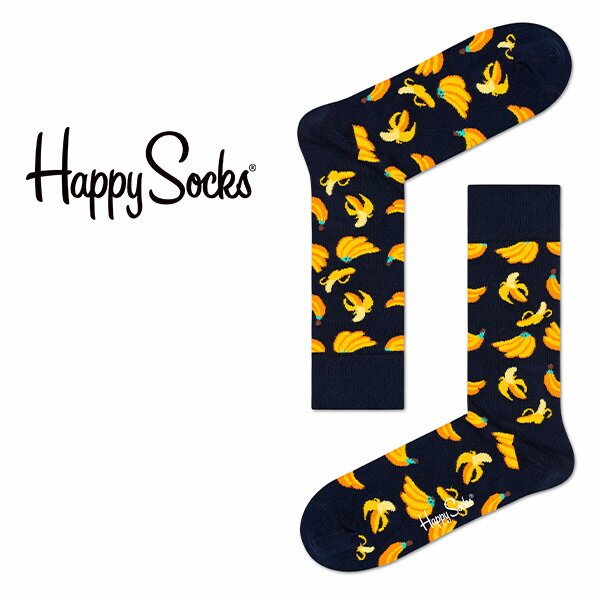 【10201113へ品番変更】Happy Socks ハッピーソックス BANANA （ バナナ ） クルー丈 ソックス 靴下 紳士 メンズ ＆ …