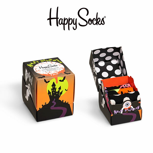 ハッピーソックス 靴下 レディース セール！38%OFF Happy Socks ハッピーソックス HALLOWEEN（ ハロウィン ） 3足セット ギフトセット クルー丈 ソックス 靴下 紳士 メンズ ＆ レディース 男性 メンズ プレゼント 無料ラッピング 贈答 ギフト 10213030