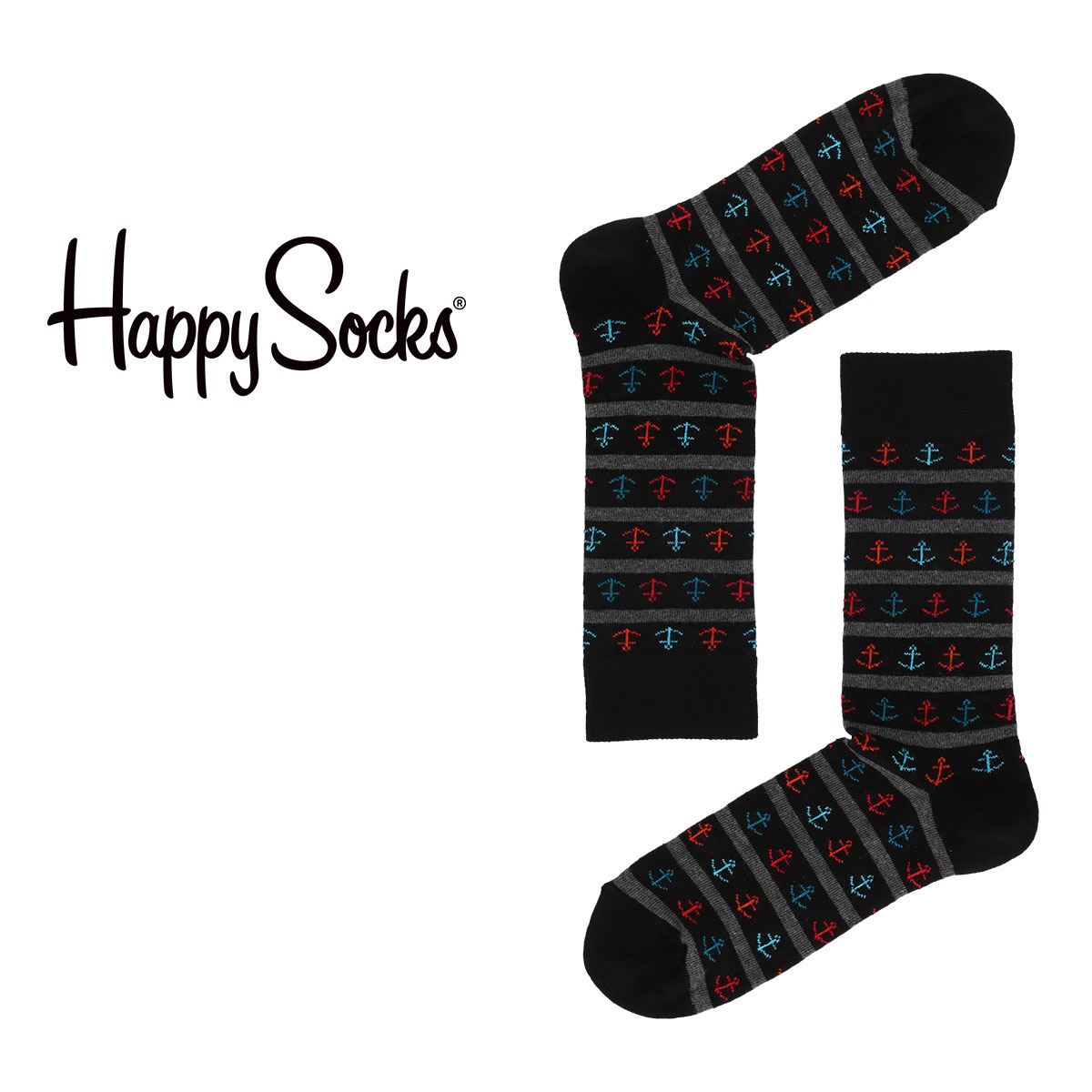 ハッピーソックス 靴下 レディース Happy Socks ハッピーソックス ANCHOR STRIPE （ アンカー ストライプ ） クルー丈 ソックス 靴下 ユニセックス メンズ ＆ レディス プレゼント 無料ラッピング ギフト 10221913