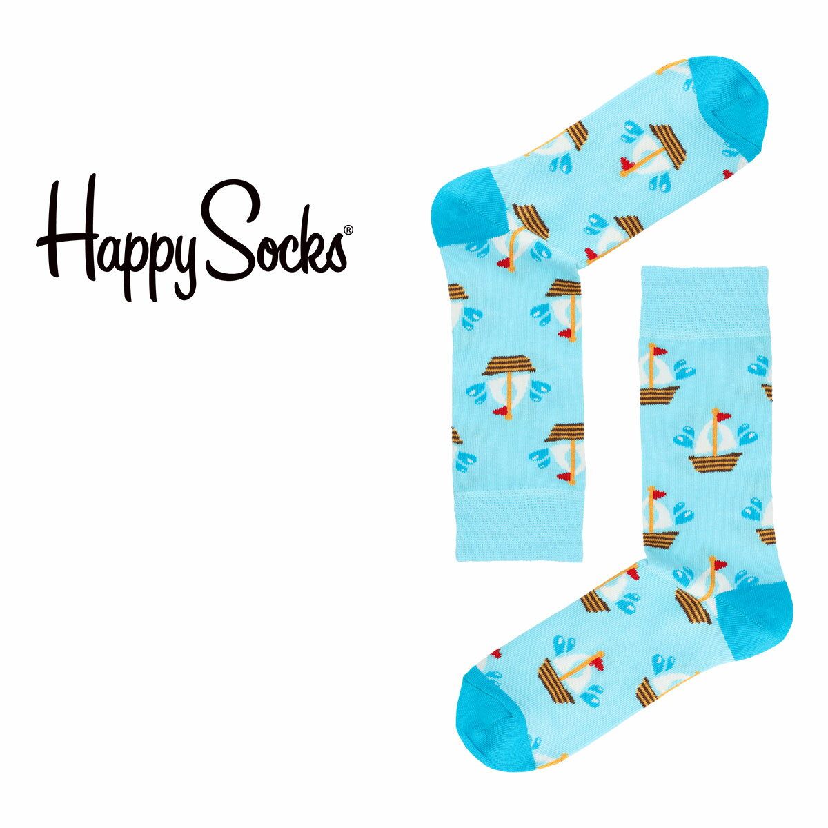 Happy Socks ハッピーソックス BARK BOAT （ バークボート ） クルー丈 ソックス 靴下 ユニセックス メンズ ＆ レデ…