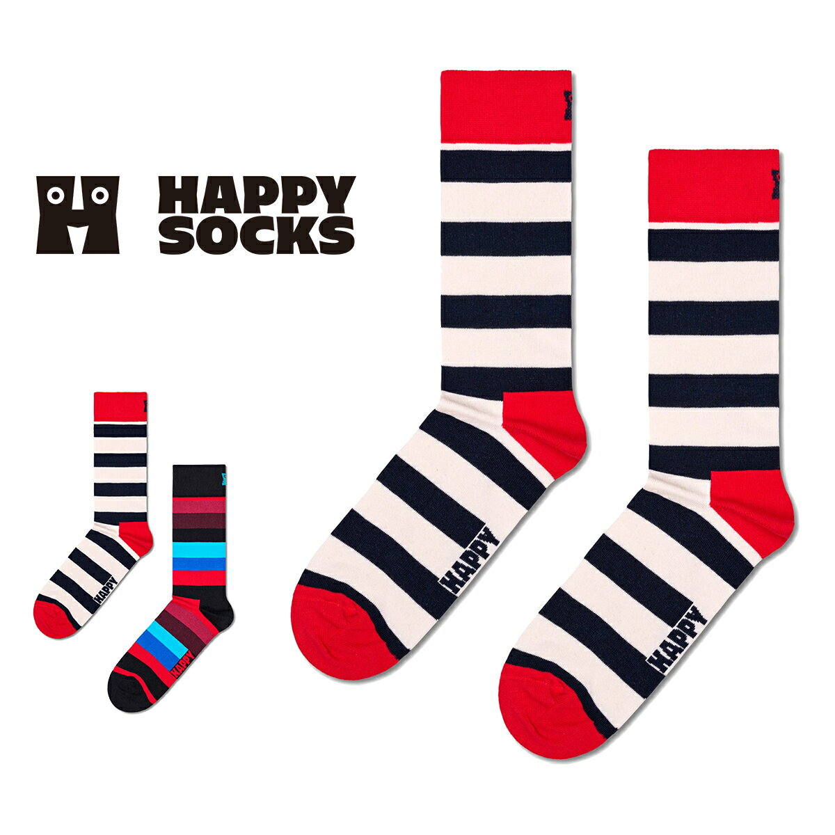 롪30OFF Happy Socks ϥåԡå Stripe  ȥ饤 ˥롼 å  ˥å   ǥ ץ쥼 ̵åԥ ե 10201104