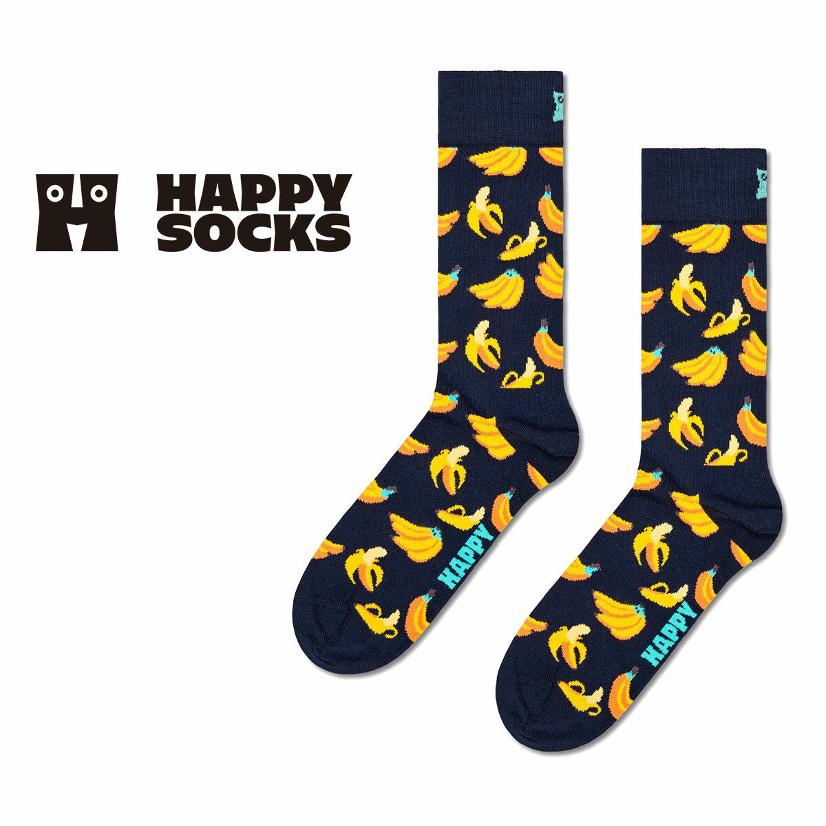 ハッピーソックス 靴下 レディース Happy Socks ハッピーソックス Banana （ バナナ ）クルー丈 ソックス 靴下 ユニセックス メンズ ＆ レディース プレゼント 無料ラッピング ギフト 10201113