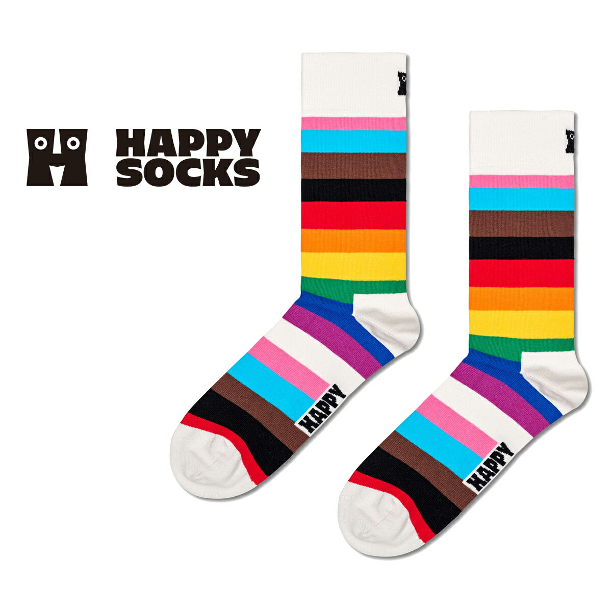 ハッピーソックス 靴下 レディース Happy Socks ハッピーソックス Pride Stripe （ プライド ストライプ ）クルー丈 ソックス 靴下 ユニセックス メンズ ＆ レディース プレゼント 無料ラッピング ギフト 10201114