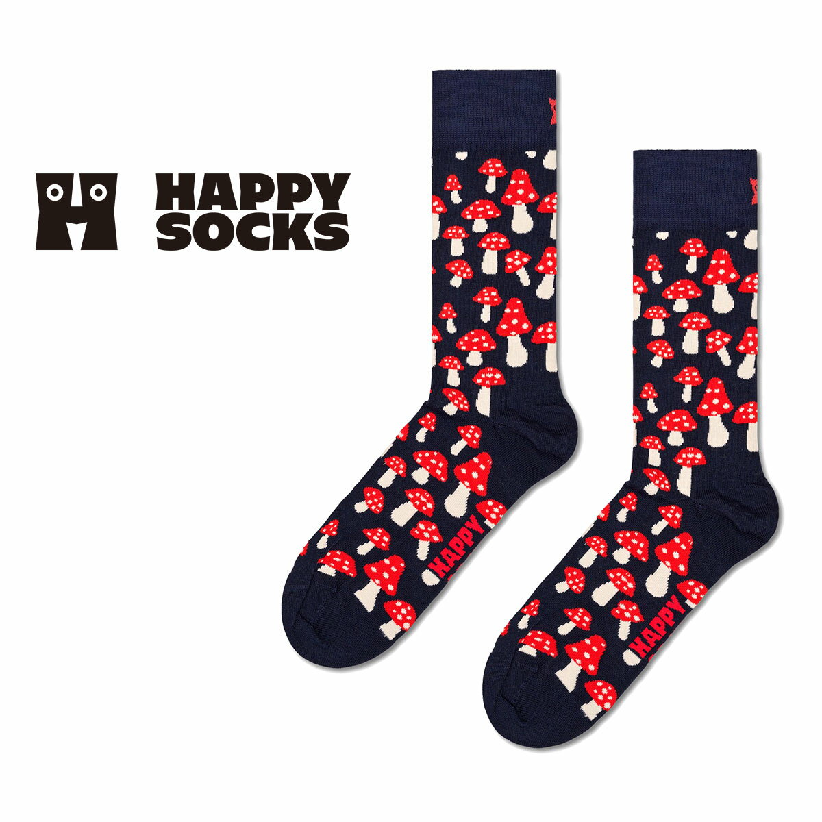 ハッピーソックス 靴下 レディース Happy Socks ハッピーソックス Mushroom （ マッシュルーム ）クルー丈 ソックス 靴下 ユニセックス メンズ ＆ レディース プレゼント 無料ラッピング ギフト 10231068